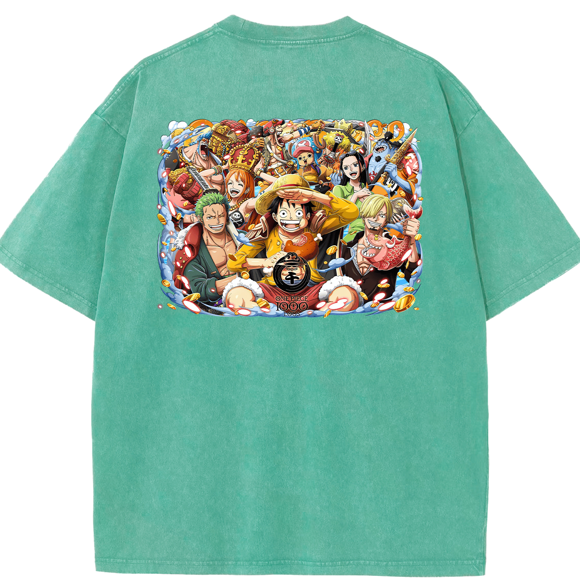 ワンピース モンキー・D・ルフィ ONE PIECE Monkey D. Luffy 綿100% ヴィンテージ風 半袖Tシャツ（背面プリント）
